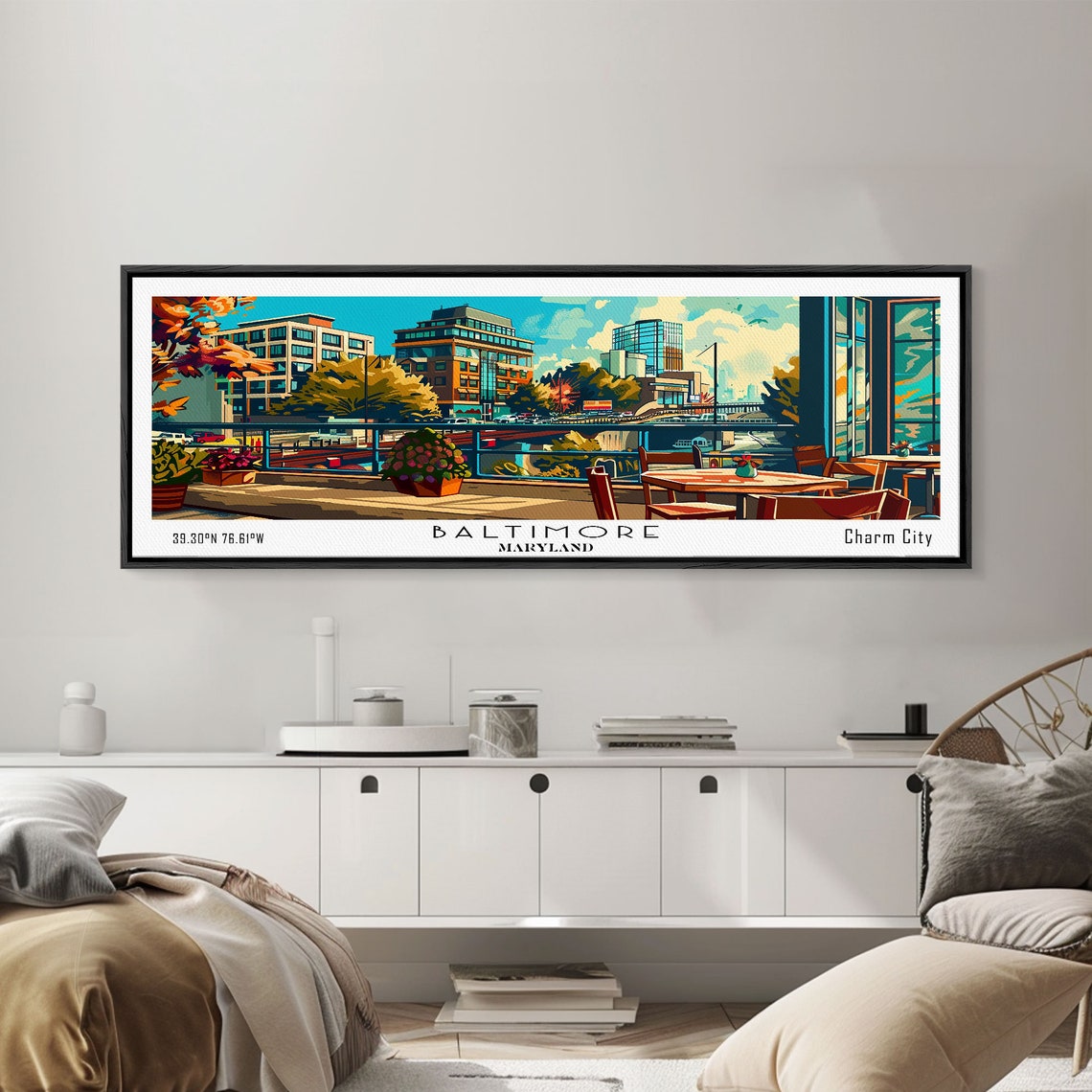 Baltimore Maryland Charm City Harbor Skyline Waterfront Travel Poster - Image 3
