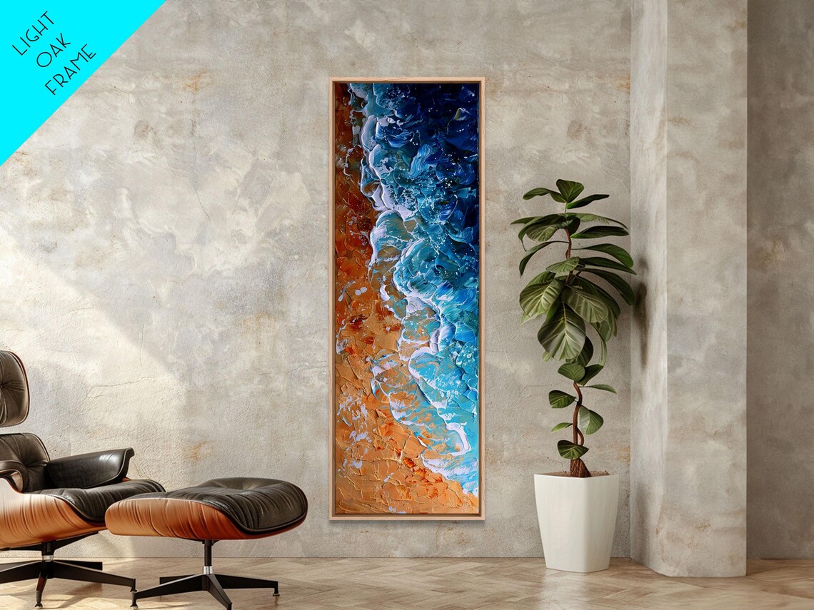 Abstract Coastal Waves And Sandy Beach, Boho Art - Image 4