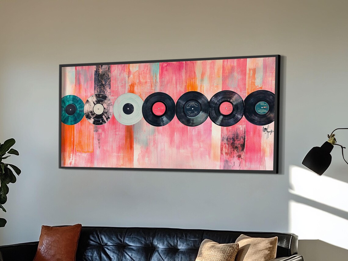 Vinyl Record Abstract Music Art Print, Retro Style - Image 2