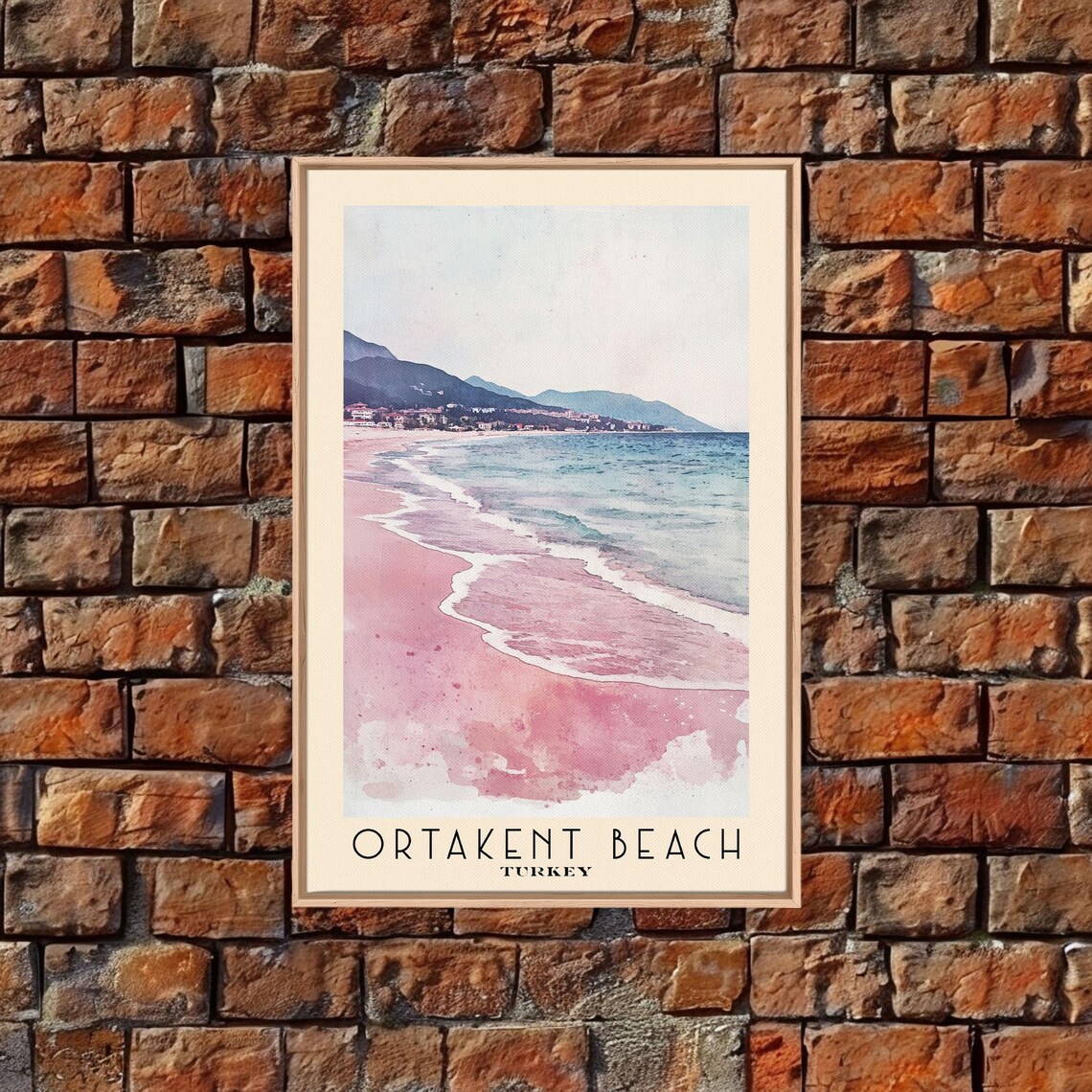 Ortakent Beach Turkey Pink Sand Surf Mountain Coastline Poster - Image 4