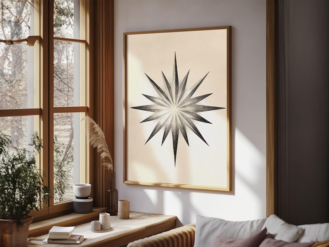 North Star Minimalist Christmas Art Poster Print