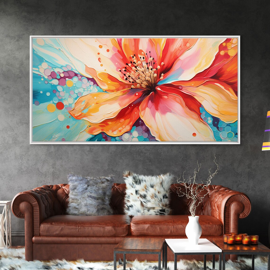 Hibiscus Tropical Pink Flower Landscape Art Poster - Image 5