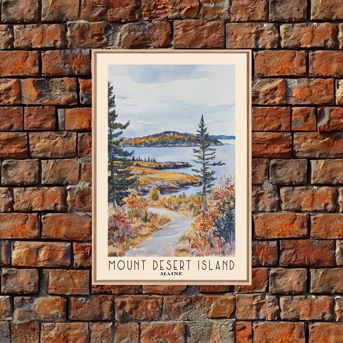 Mount Desert Island Maine Watercolor Beach Art Print - Image 4