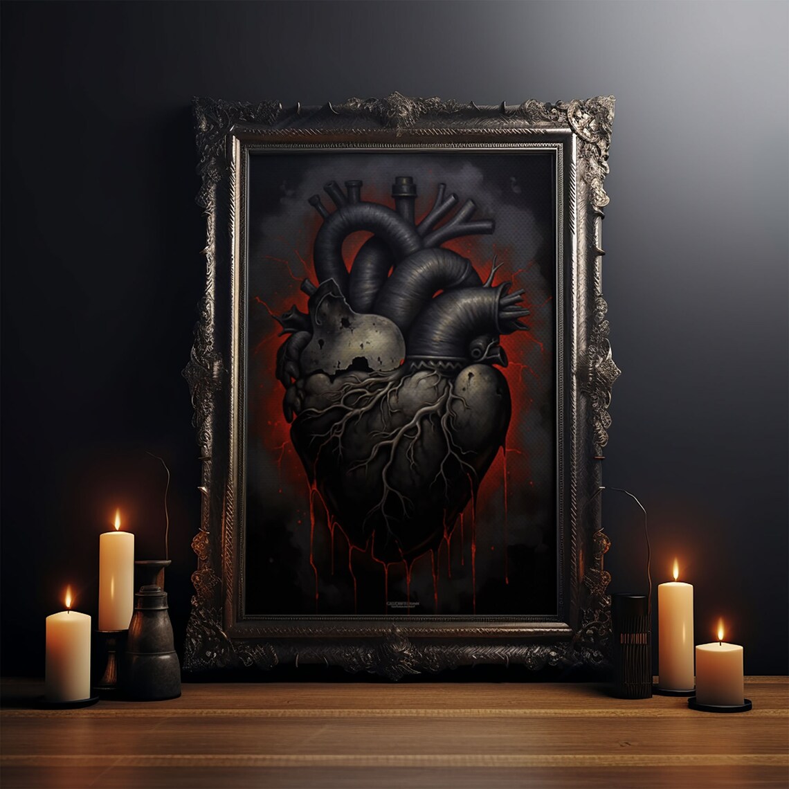 Dark Heart Macabre Halloween Goth Decor Poster - Image 3