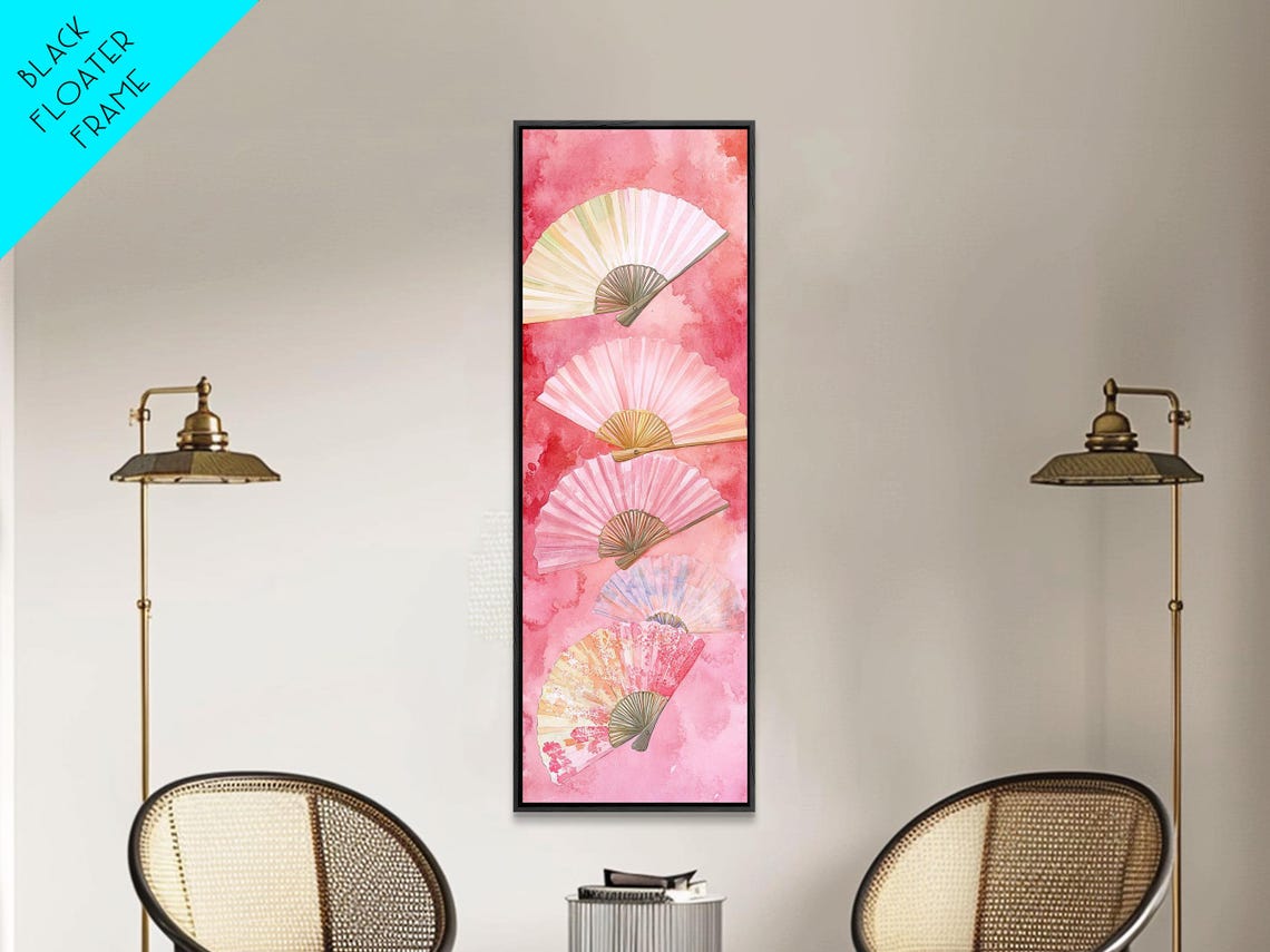 Pink Chinoiserie Hand Fans Cascade Asian Fine Elegant Art Poster - Image 3