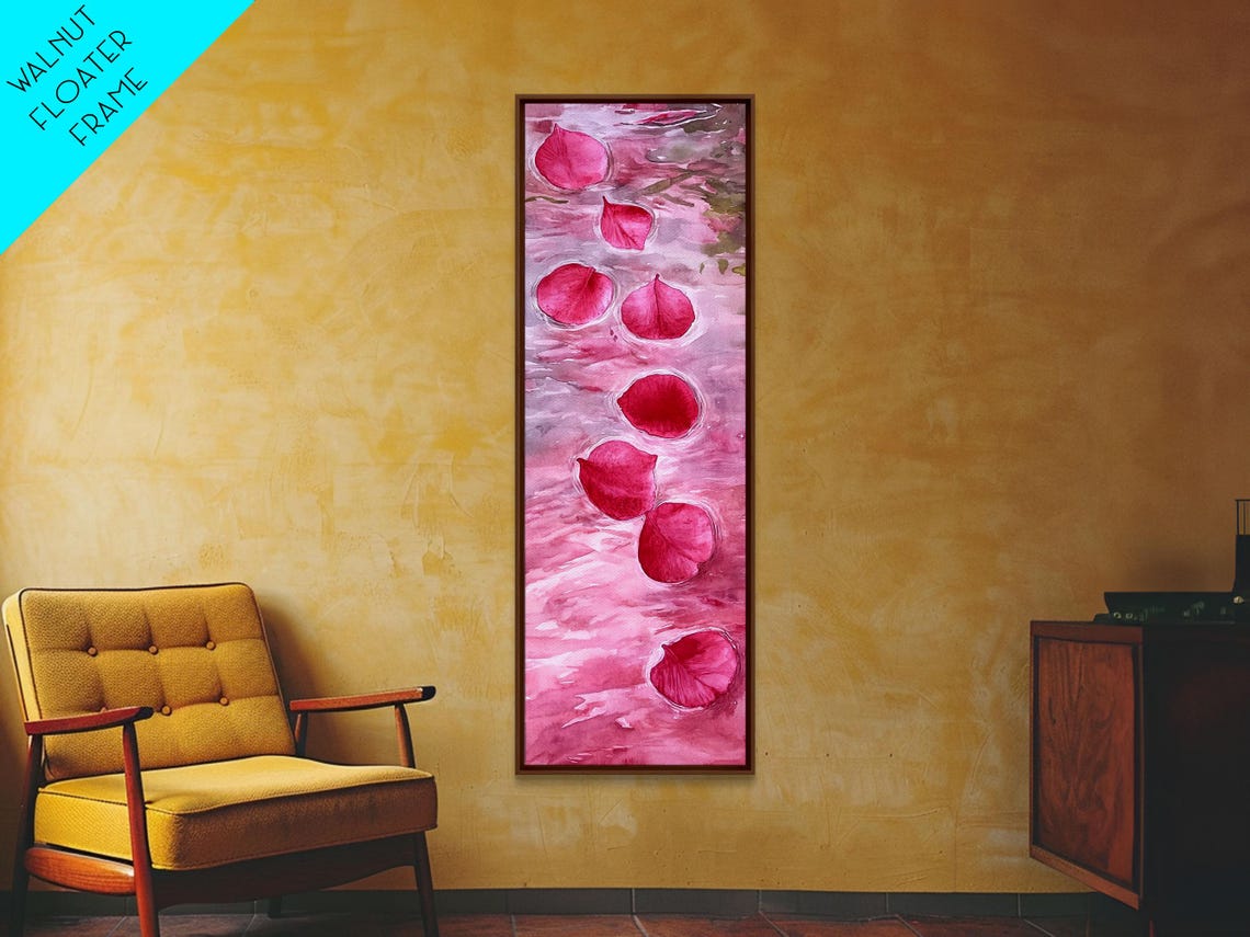 Floating Rose Petals Pink Water Romantic Botanical Art Poster - Image 2