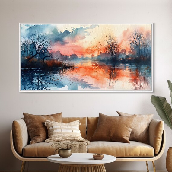 Beautiful Watercolor Painting Print Landscape Watercolor Moody Decor Kitsch Wall Art Landscape Painting Above Couch Wall Art