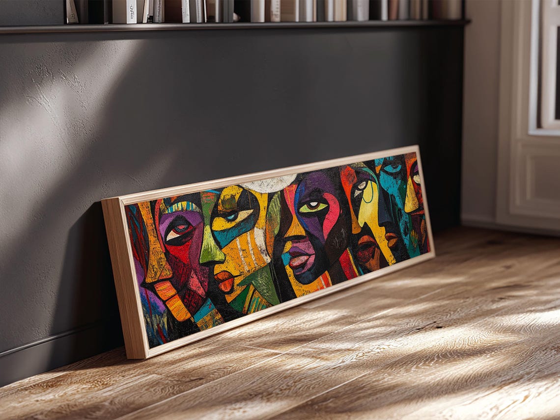 Afrocentric Abstract Faces Bold Cubist Colorful Portrait Decor Poster - Image 5