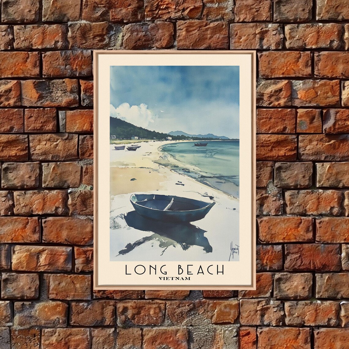 Long Beach Vietnam Round Fishing Boat Calm Shore Fishing Village Poster - Image 5