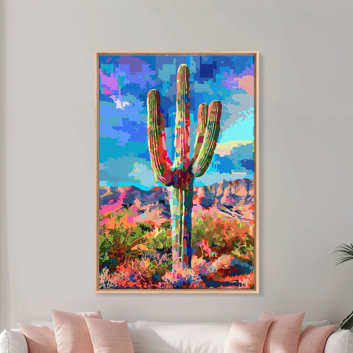 Saguaro Cactus Colorful Pop Art Arizona Desert Landscape Wall Print