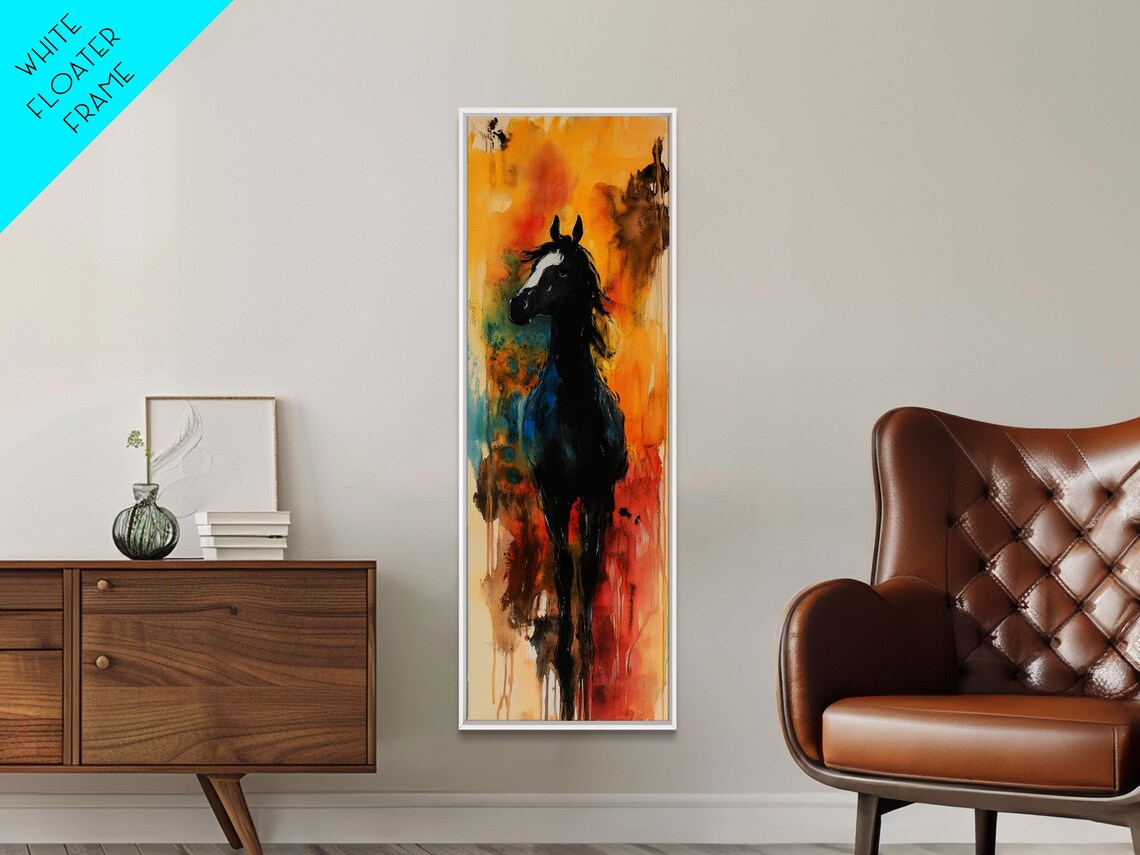 Black Horse Silhouette Vibrant Watercolor Southwest Decor Poster - Image 3
