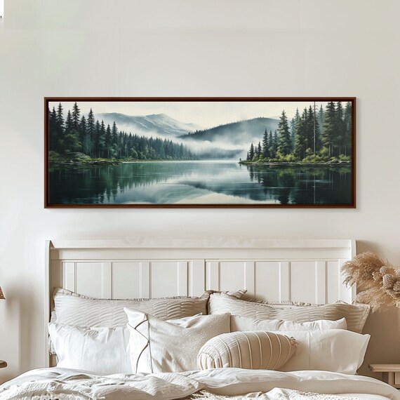 Foggy Pine Forest Art Print, Modern Nature Decor