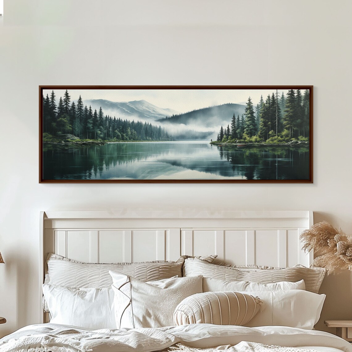 Foggy Pine Forest Art Print, Modern Nature Decor
