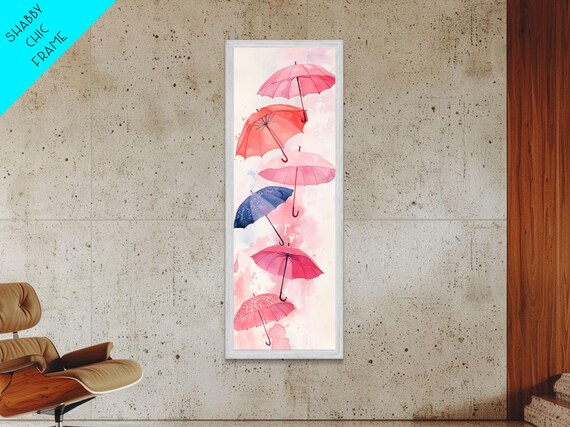 Vibrant Umbrellas Framed Print In Pink Orange Wall Art Style Perfect Whimsical Vertical Art For Dorm Or Playful Decor