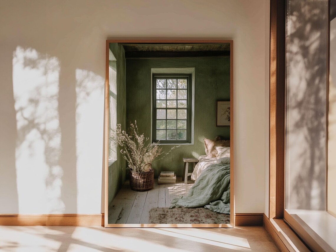 Rustic Wabi-Sabi Botanical Bedroom Wall Art Print