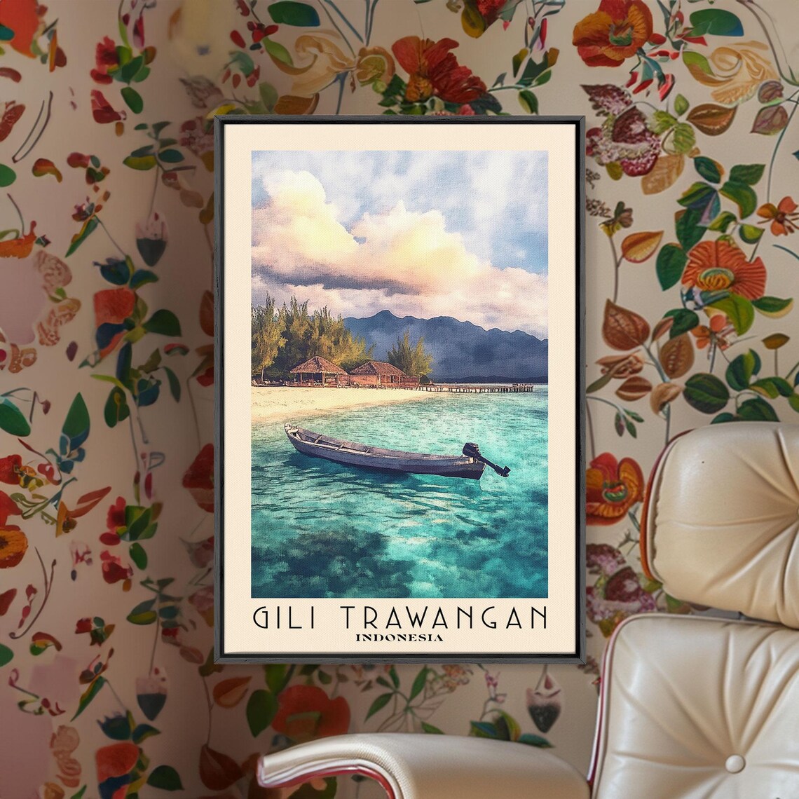 Gili Trawangan Indonesia Turquoise Lagoon Boat Sunset View Poster - Image 2