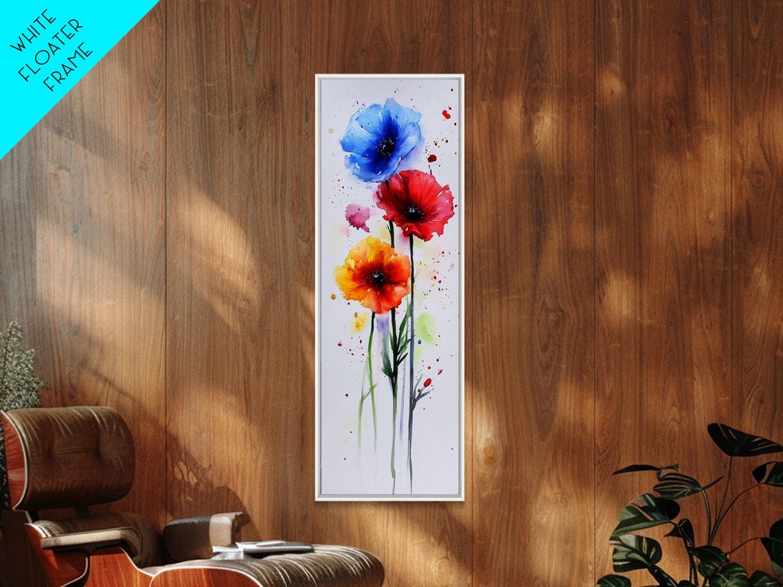 Bold Watercolor Poppy Art Framed Print Showcasing Vibrant Flower Composition In Artistic Minimalist Style