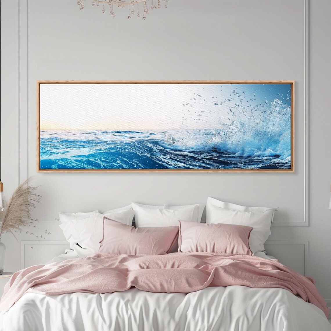 Ocean Wave Splash Bright Blue Sea Spray Coastal Panoramic Seascape Wall Art Print - Image 4