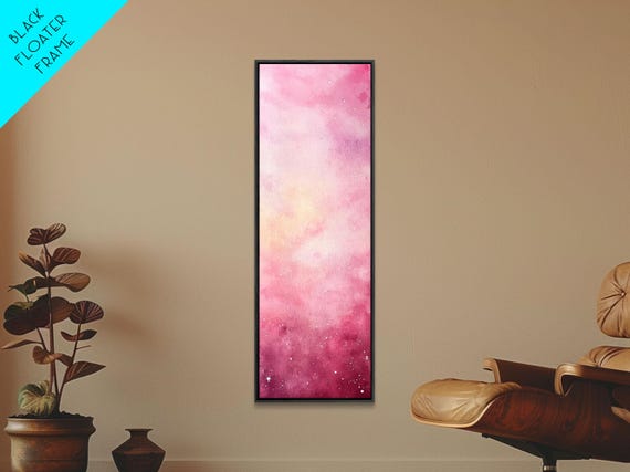 Light Pink Abstract Starry Night Framed Print Whimsical Bedroom Art Moody Wall Art Vertical Living Room Decor Gift Idea