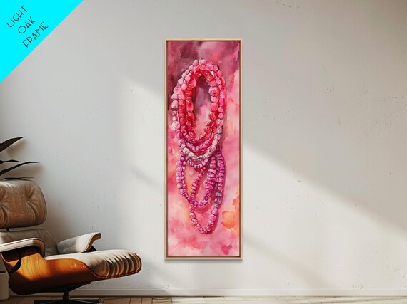 Pink Beaded Necklaces Cascade Gemstone Watercolor Jewelry Poster