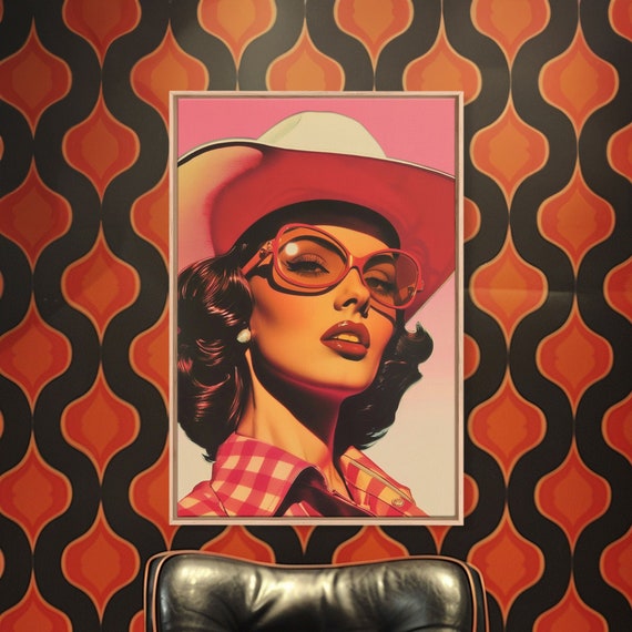 Stylish Cowgirl With Sunglasses Framed Print Western Wall Art Living Room Decor Rustic Home Decor