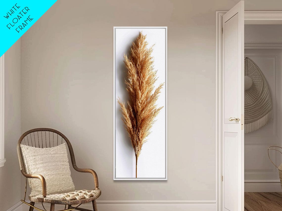 Pampas Grass Dried Botanical Minimalist White Background Print