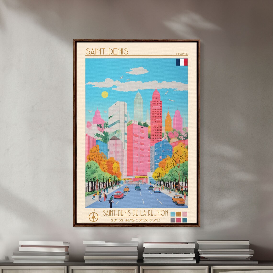 Saint Denis France Skyscraper Boulevard Street Scene Travel Poster - Image 3