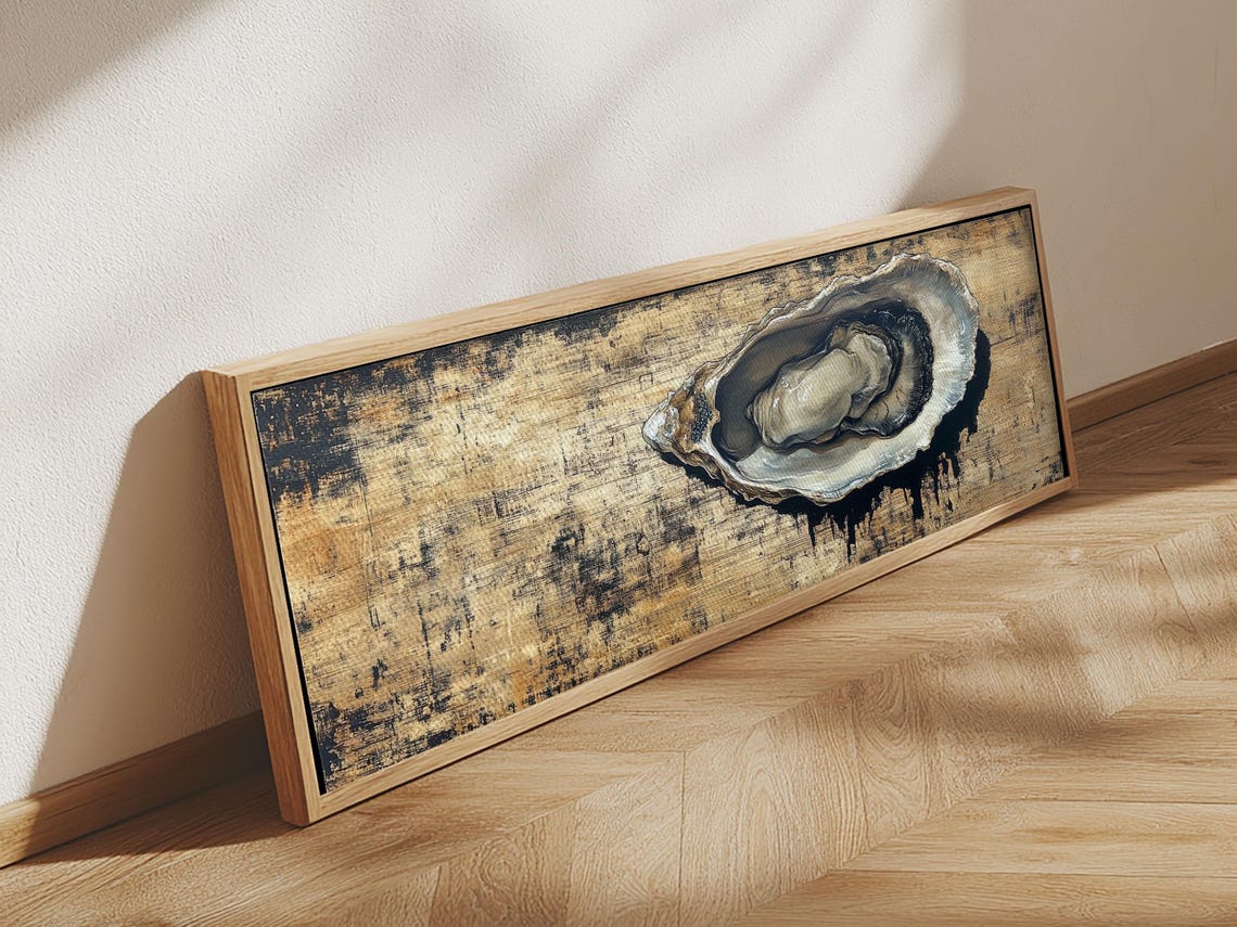 Oyster Shell Gold Black Panoramic Wabi Sabi Minimalist Kitchen Poster - Image 3