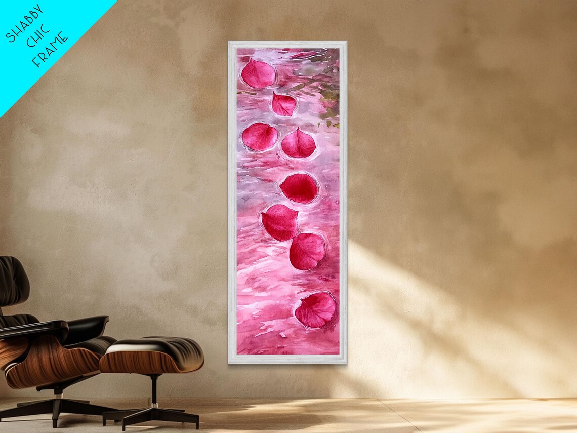 Floating Rose Petals Pink Water Romantic Botanical Art Poster