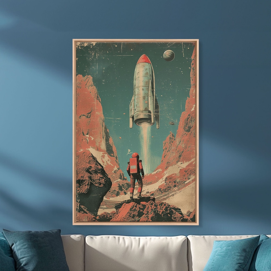 Retro Mars Astronaut Art Print, Sci-Fi Poster - Image 3