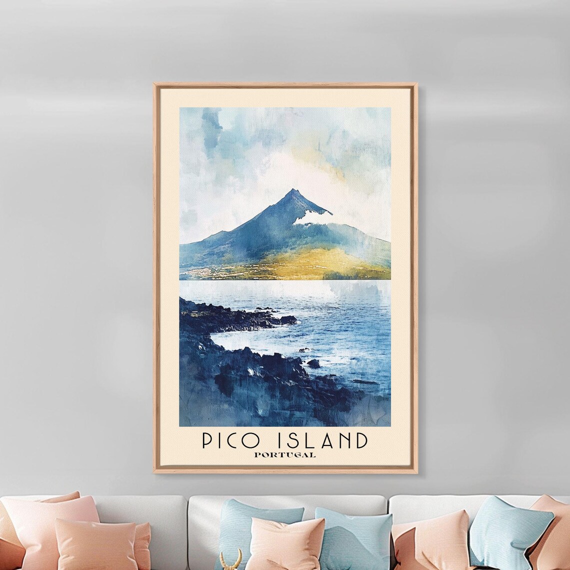 Pico Island Portugal Volcano Cone Black Lava Rocky Shore Sea Poster - Image 3