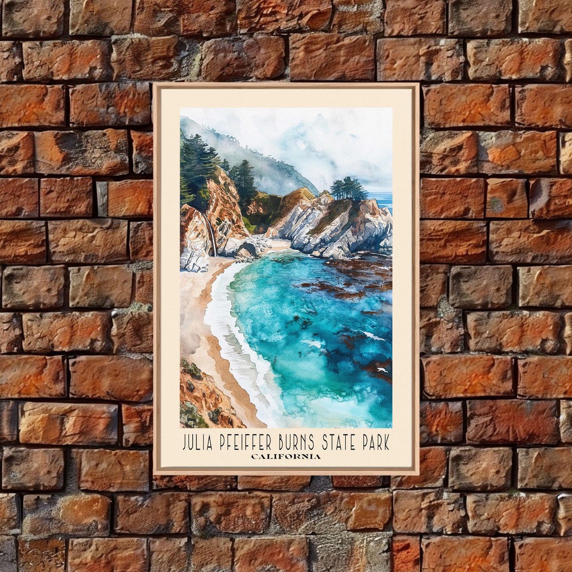 Julia Pfeiffer Burns State Park California Cove Watercolor Poster - Image 4
