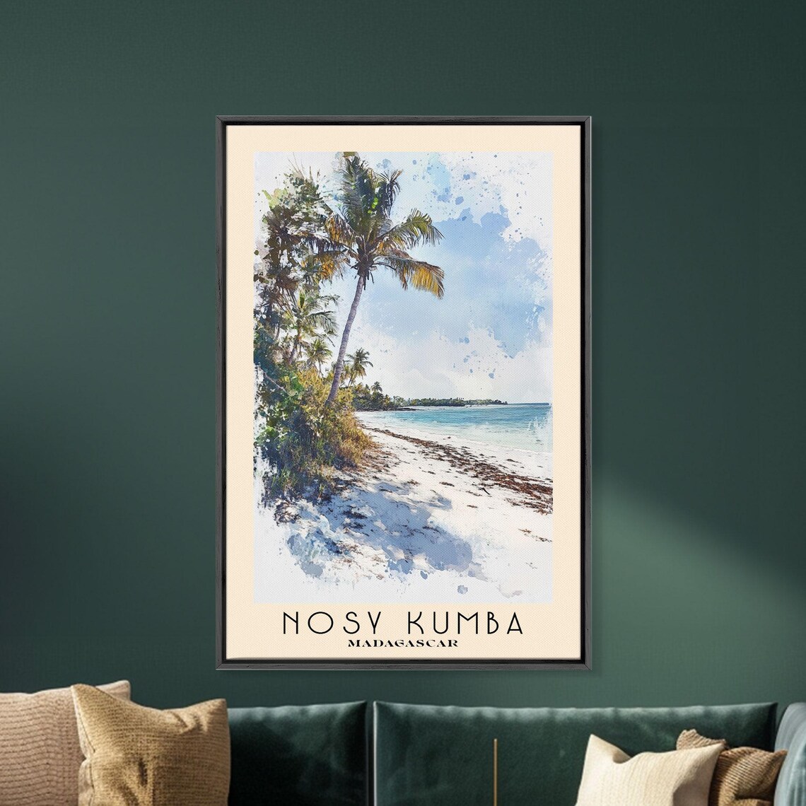 Nosy Kumba Madagascar Palm Tree White Sand Beach Watercolor Poster - Image 5