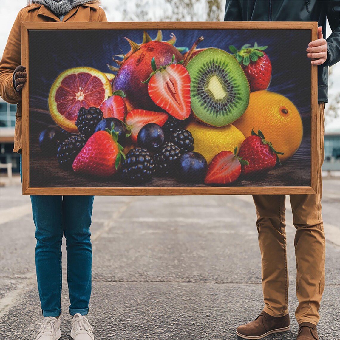 Fruits Wall Art Food Art Berries Kiwi Orange Kitchen Wall Decor Panoramic Wall Decor Print Wall Art Framed Art - Image 3