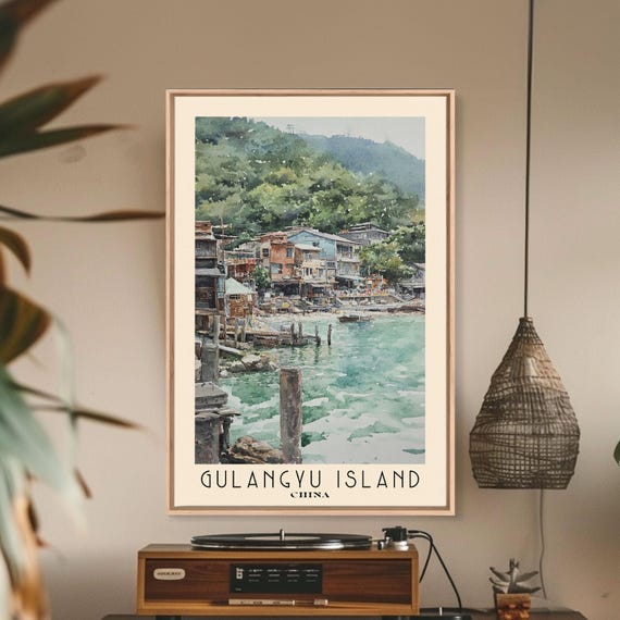 Gulangyu Island China Watercolor Beach Print Vacation Gift China Wall Art Beach Painting Beach Decor Beach Painting