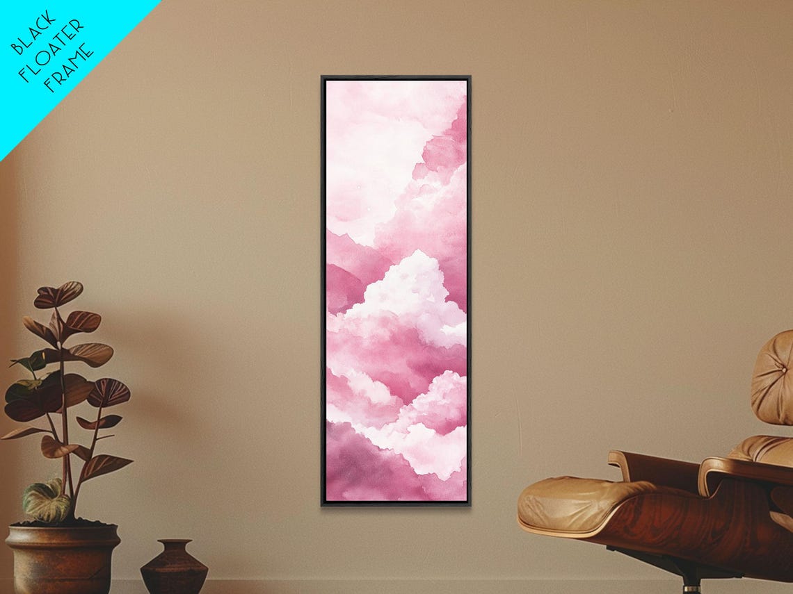Dreamy Pink Clouds Watercolor Sky Minimalist Abstract Wall Art - Image 6