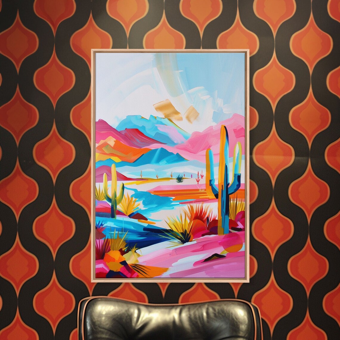 Vibrant Desert Landscape With Saguaro Cacti Southwest Wall Art - Image 5