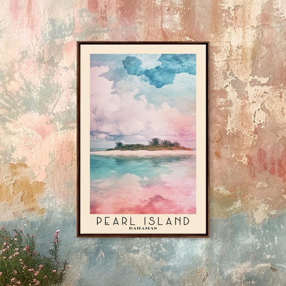 Pearl Island Bahamas Watercolor Print Vacation Gift Bahamas Wall Art Vacation Wall Art Vacatation Beach Decor Beach Or Lakehouse Art