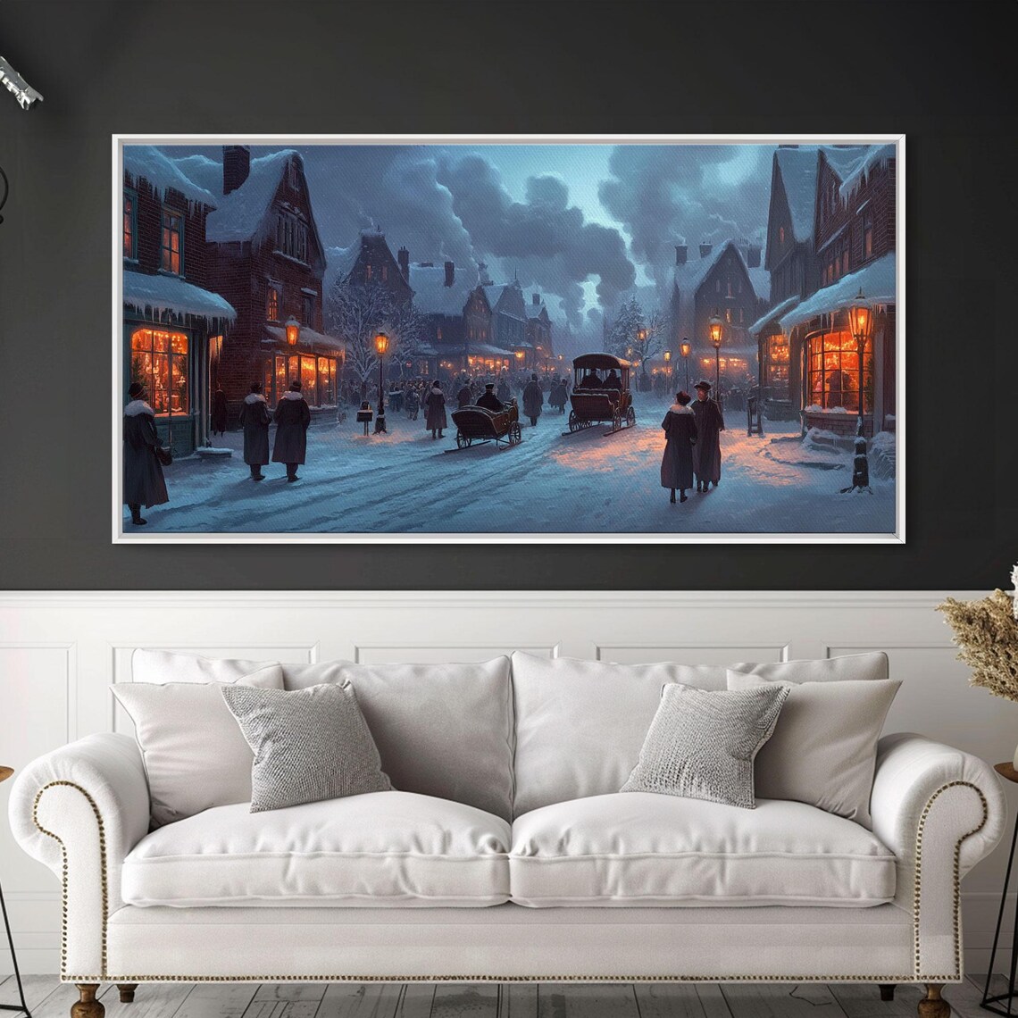 Victorian Winter Street At Dusk With Carriages And Gas Lamps Poster - Image 5