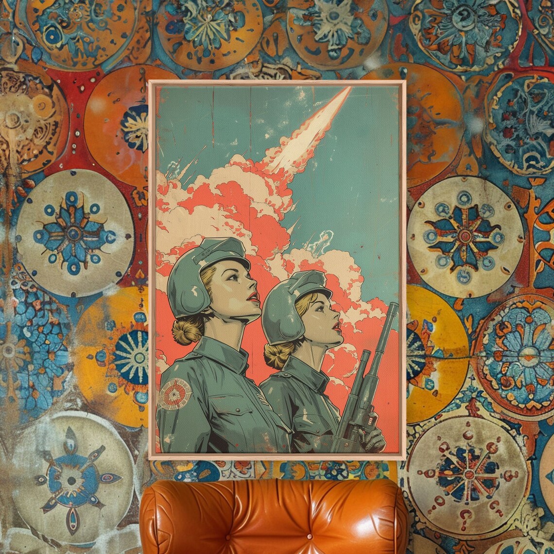 1960s Women At War Propaganda Poster, Retro Pop Art - Image 3