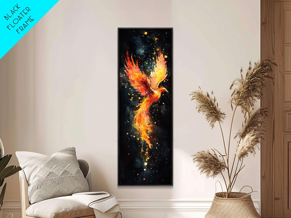 Radiant Phoenix In Flight Art Print, Spiritual Decor