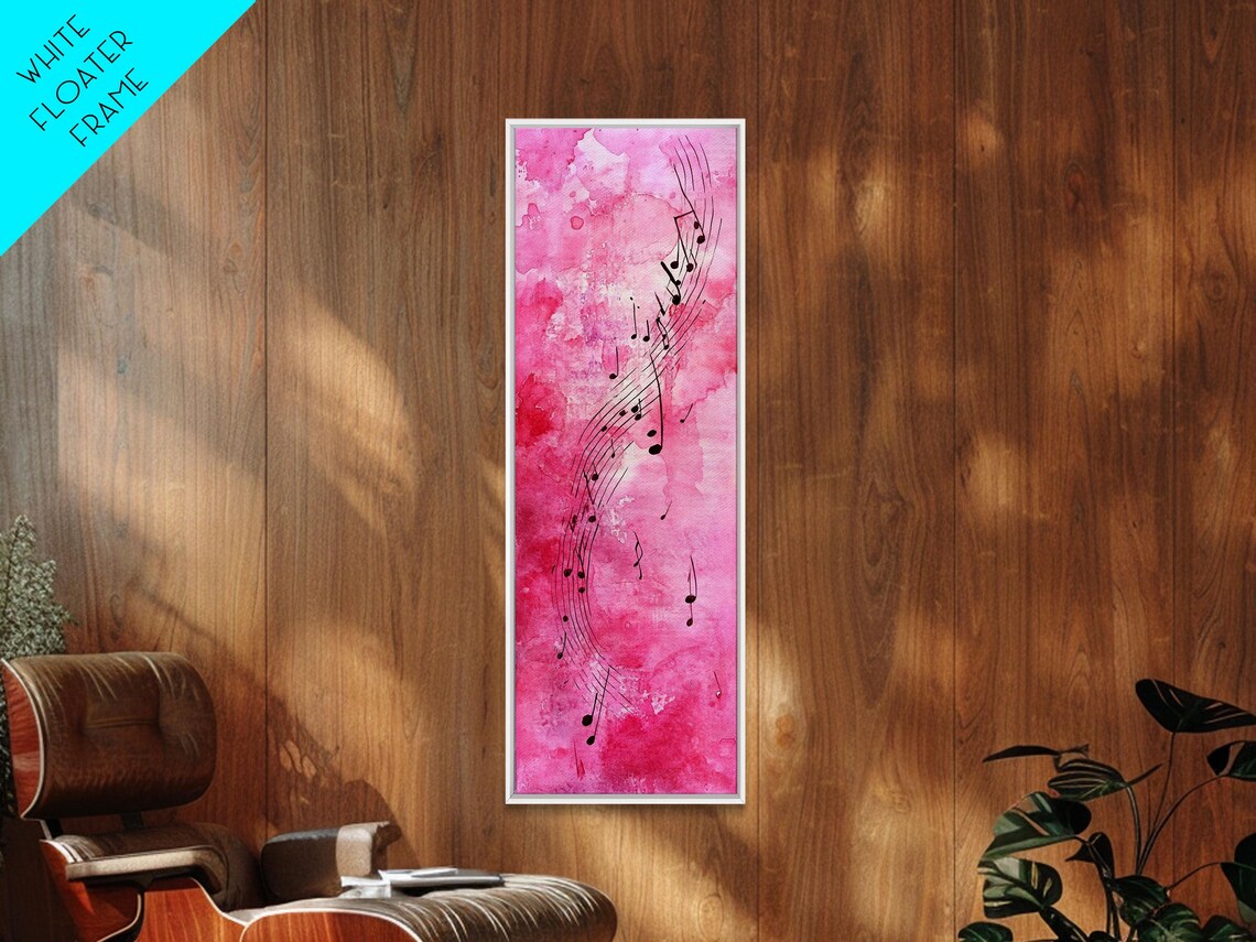 Swirling Music Notes On Pink Watercolor Abstract Music Wall Art - Image 5