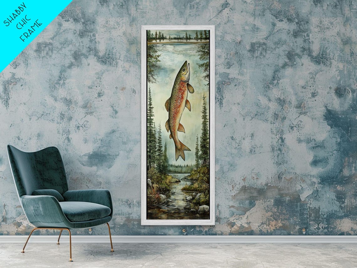 Rainbow Trout Leaping Mountain River Fishing Wall Decor Poster - Image 4