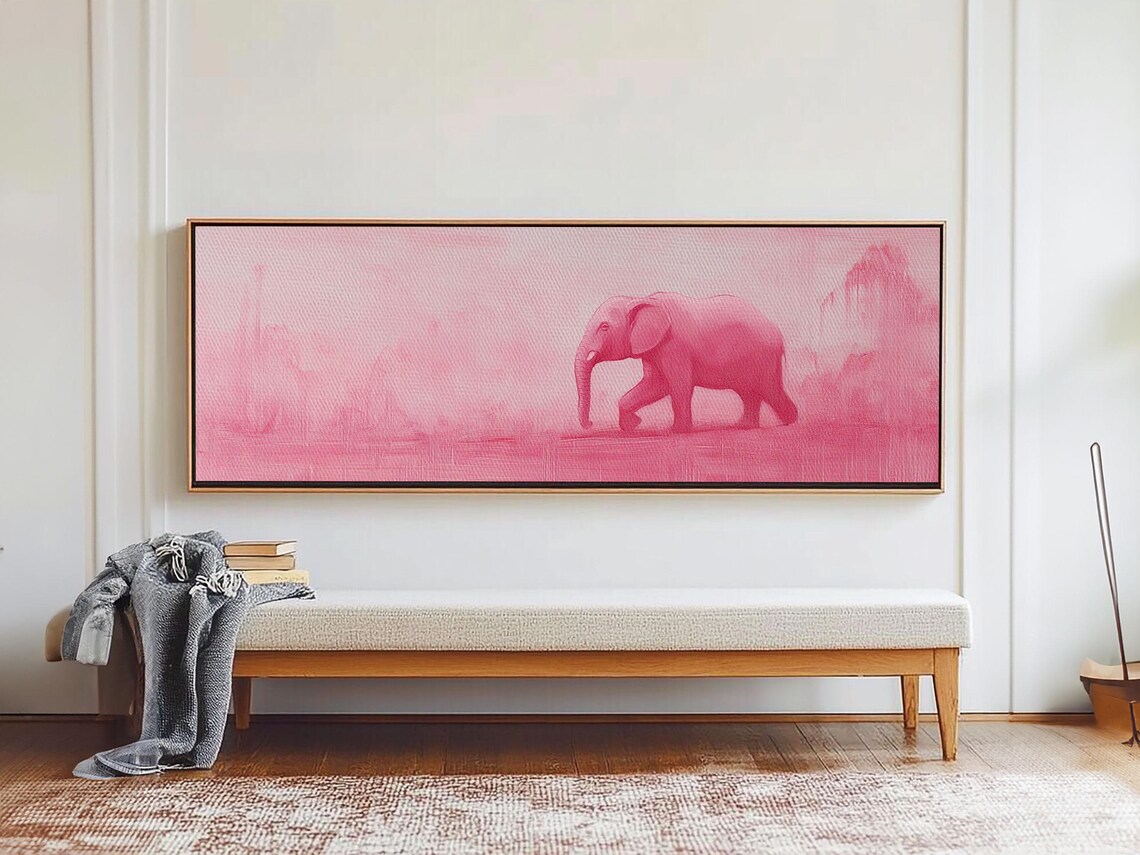 Preppy Pink Elephant Art Print, Girls Dorm Room - Image 2