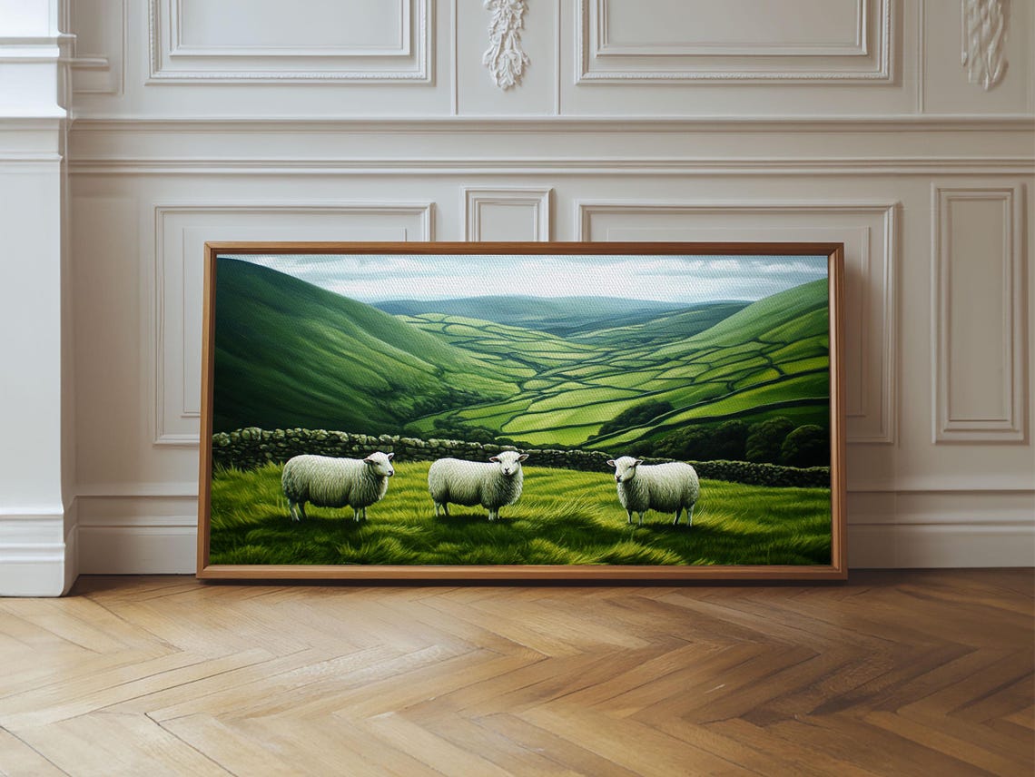 Scottish Highlands Print Scottish Farmhouse Wall Art Painting Of Sheep In Scotland Scotland Landscape Oil Painting - Image 6