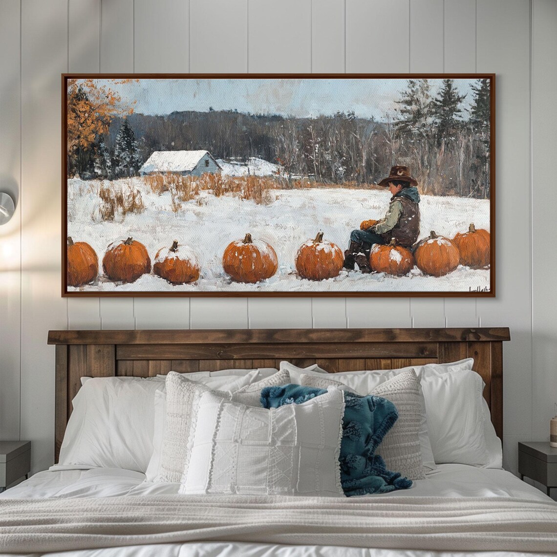 Cowboy Sipping Coffee Autumn Decor Framed Print Perfect Above Sofa Wall Art Western Home Decor Moody Fall Artwork Rustic - Image 3