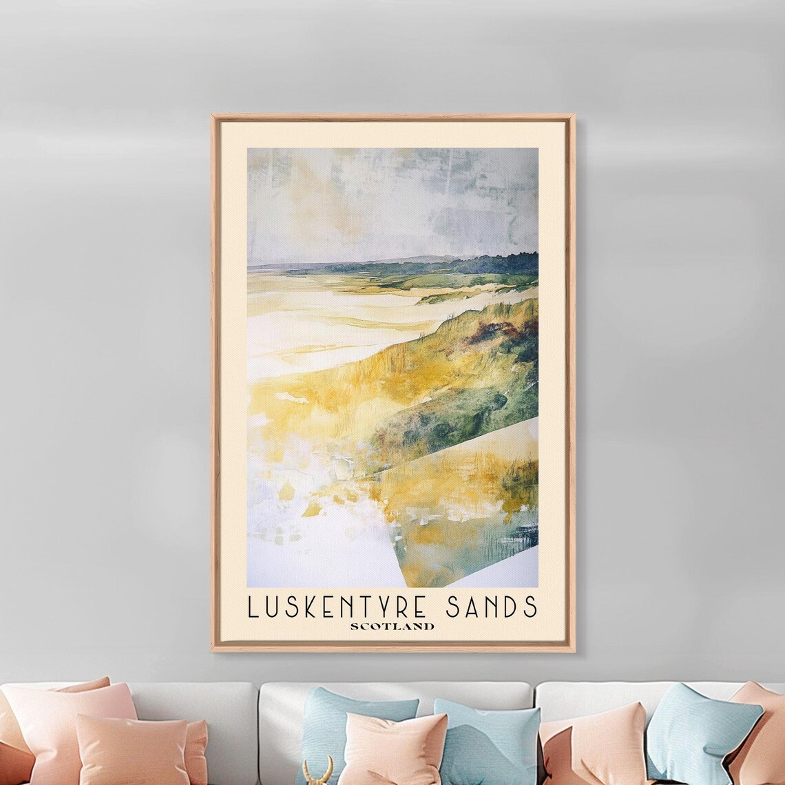 Luskentyre Sands Scotland Golden Dunes Grass Watercolor Abstract Poster - Image 4