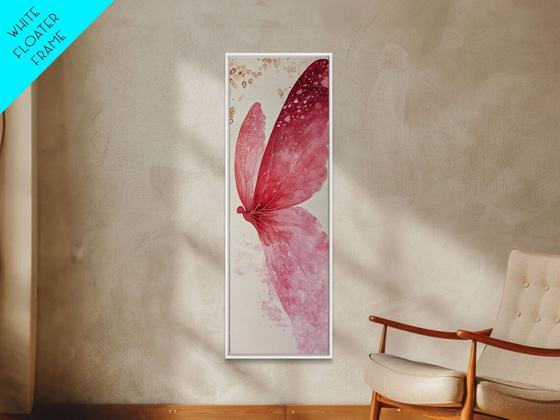 Pink Butterfly Wing Close Up Watercolor Gold Accent Art Poster - Image 3