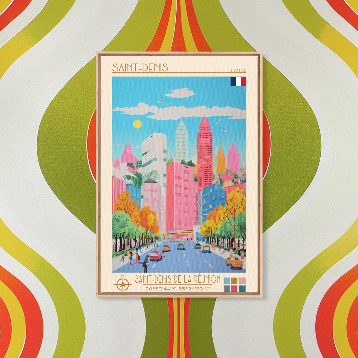 Saint Denis France Skyscraper Boulevard Street Scene Travel Poster - Image 5