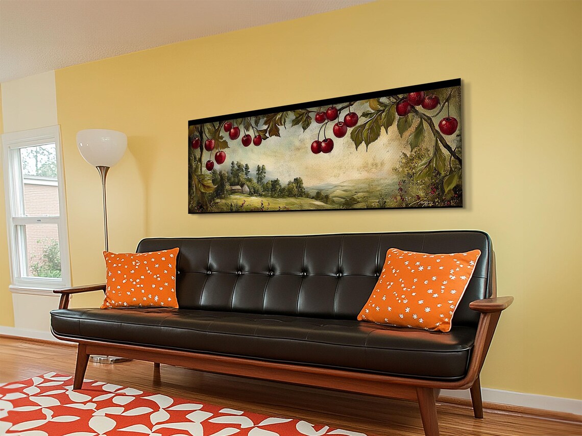 Cherries Rustic Farmhouse Landscape Wall Art Print - Image 3